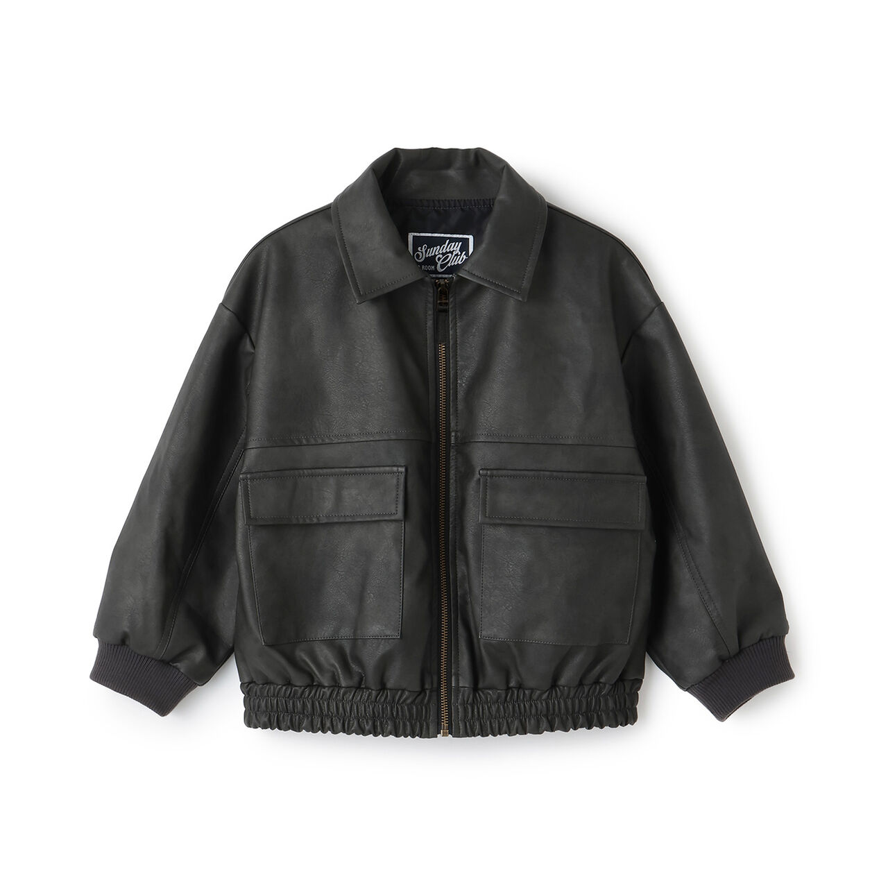 Synthetic Leather Bomber Jacket,Black, large image number 11