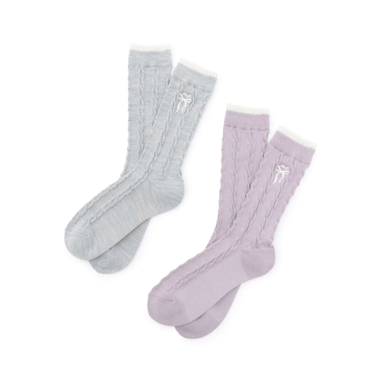 Cable Lame Socks,Silver, large image number 3