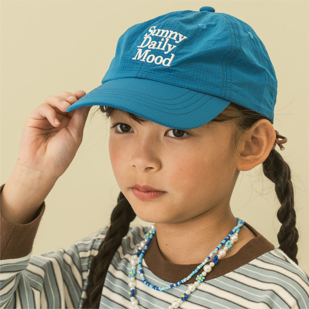 [D Select] Nylon Embroidered Cap,Blue, large image number 3