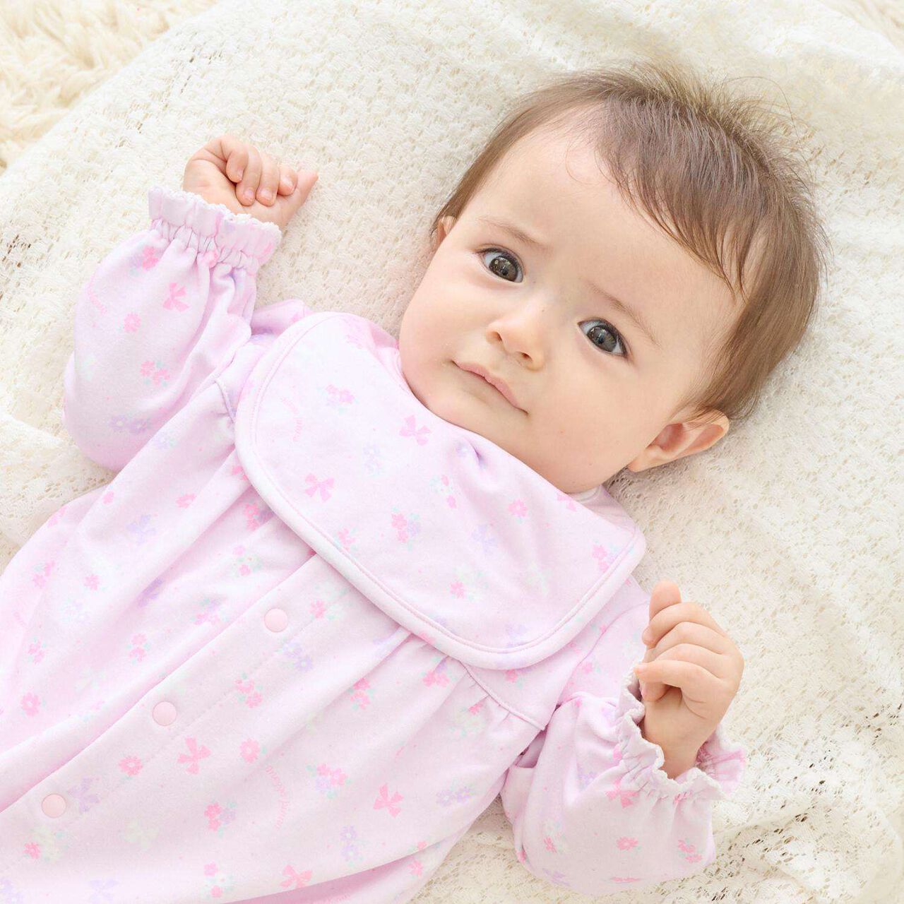 [Box Included] Flower Ribbon Pattern 2 WAY All-in-One & Bib Set,Light pink, large image number 19