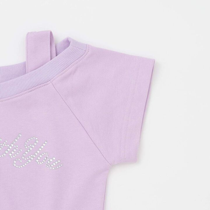 Rhinestone Logo One-Shoulder T-Shirt Outfit Set,Lavender, medium image number 15