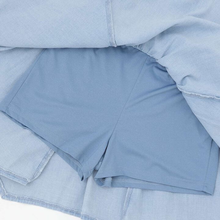 Assorted Material Irregular Hem Skirt with Shorts,Light blue, medium image number 7