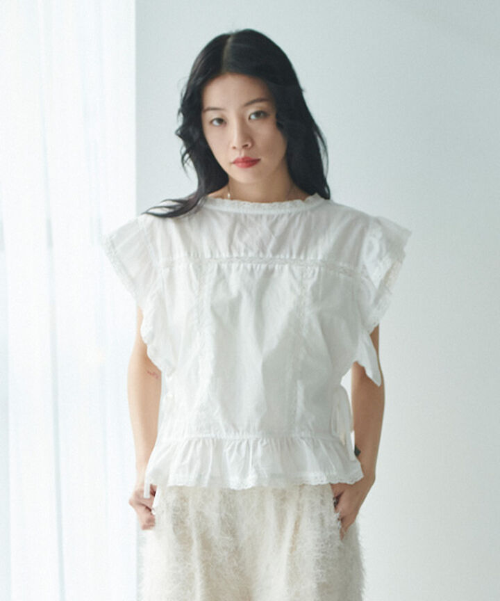 Cotton Lace Blouse,Off white, medium image number 1
