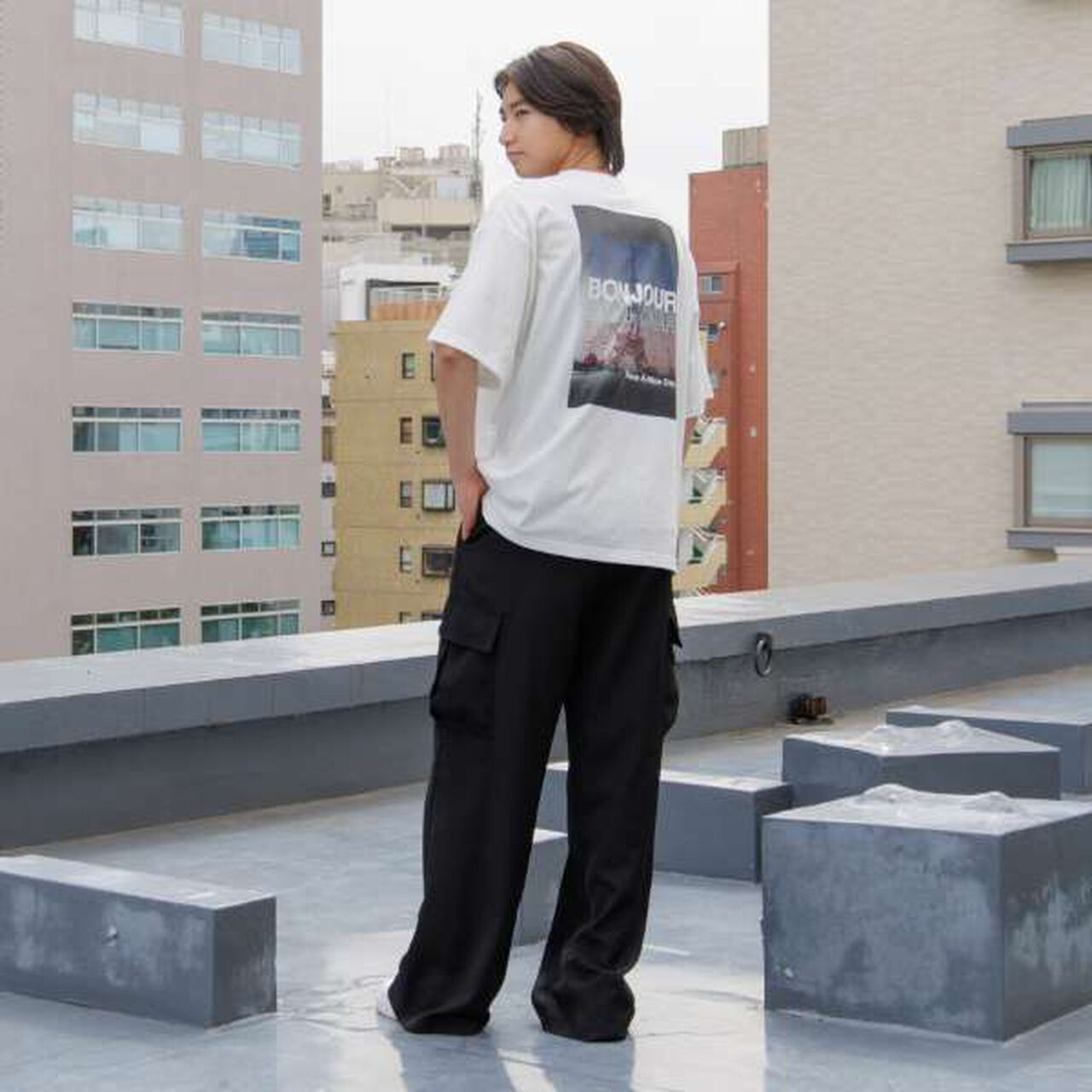 [Set Up Compatible] Soft Cargo Pants,Black, large image number 10