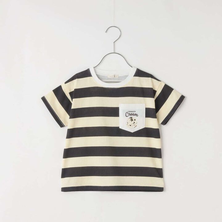 [31 Ice Cream] UV Cool Touch Shape-Retaining Sherbet T Assorted Print Striped T-Shirt,Black, medium image number 2