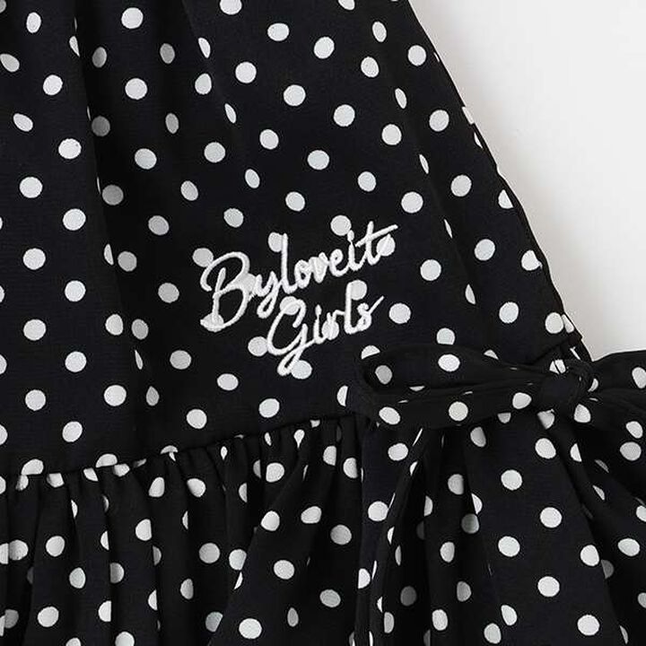 Polka Dot Tiered Skirt,Off white, medium image number 4