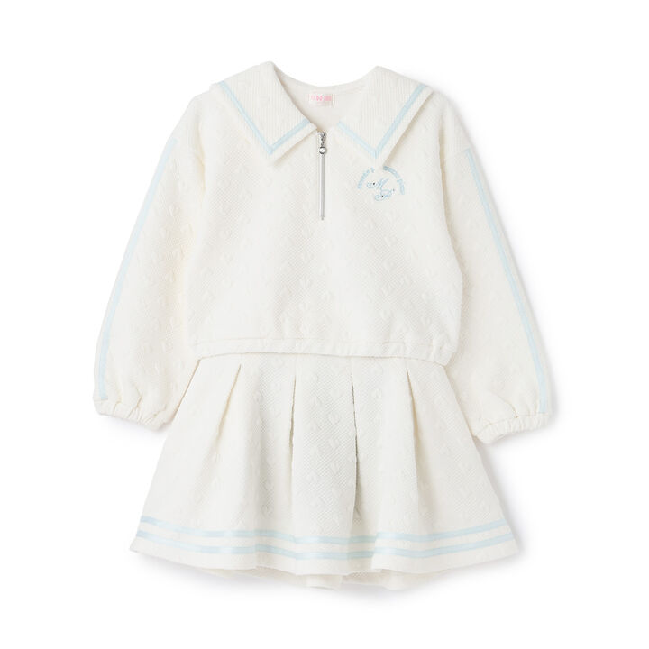 Cut Jacquard Half-Zip Sailor Outfit Set,Pink, medium image number 16