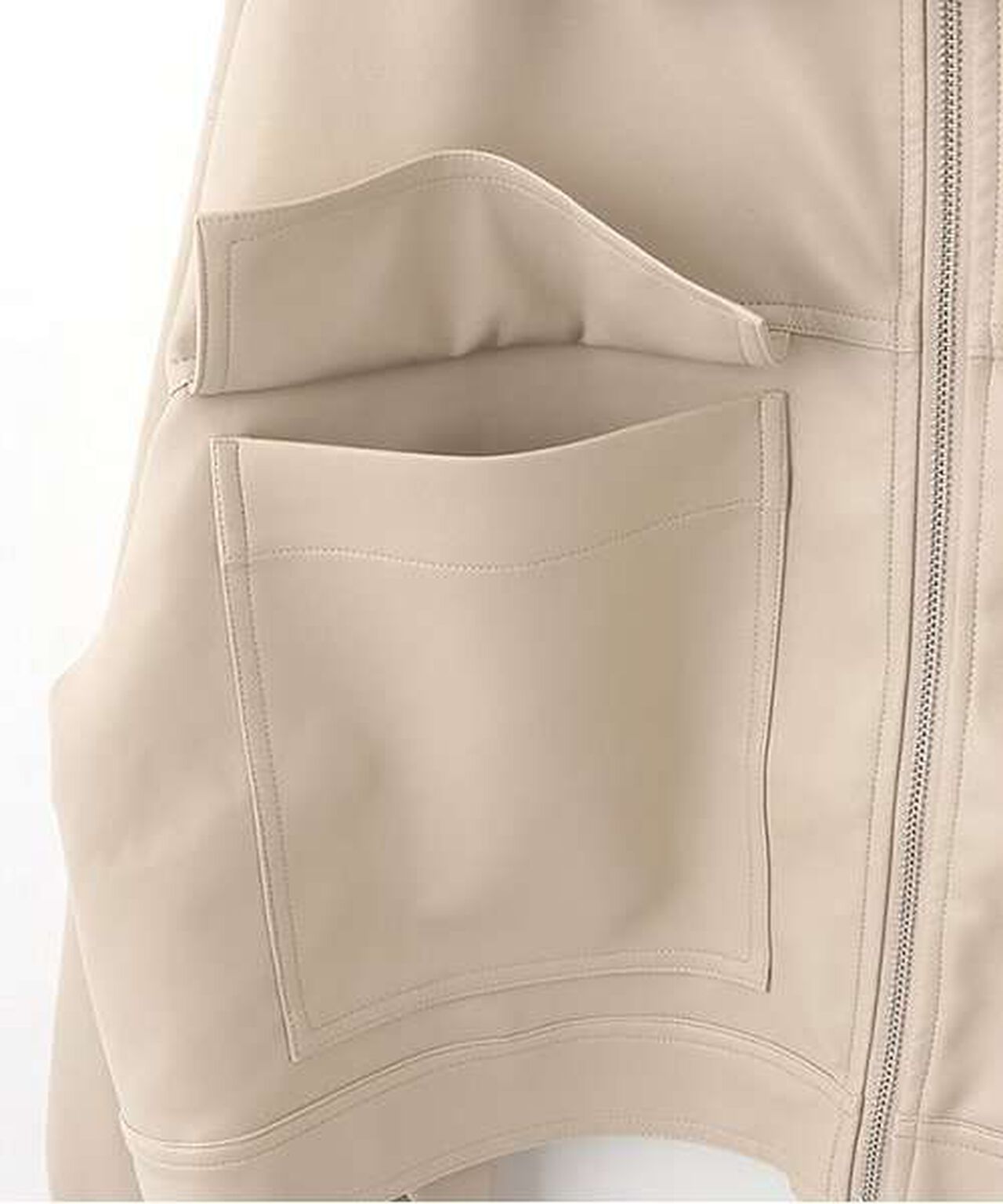 Compact Leather Jacket,Ivory, large image number 14