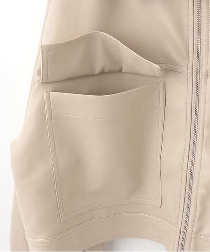 Compact Leather Jacket,Ivory, medium image number 14