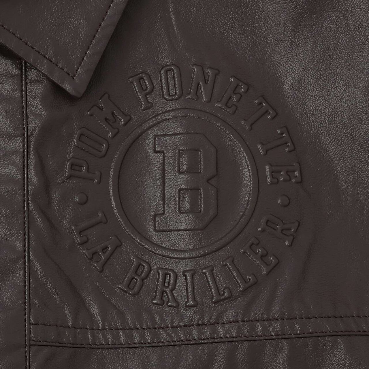 [Machine Washable] Faux Leather Bomber Jacket,Black, large image number 3