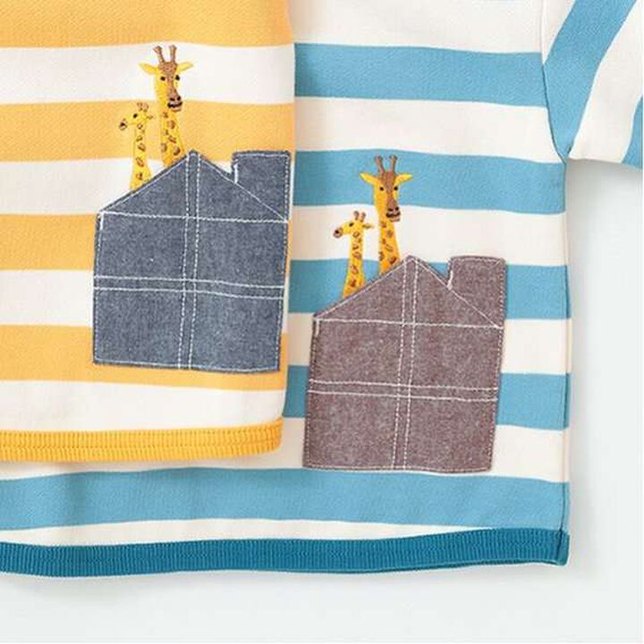 Animal Stripe Pattern Sweatshirt with Pocket,Light blue, medium image number 7