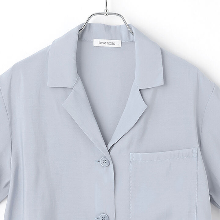 Sheer Shirt Jacket Set,Sax blue, medium image number 3