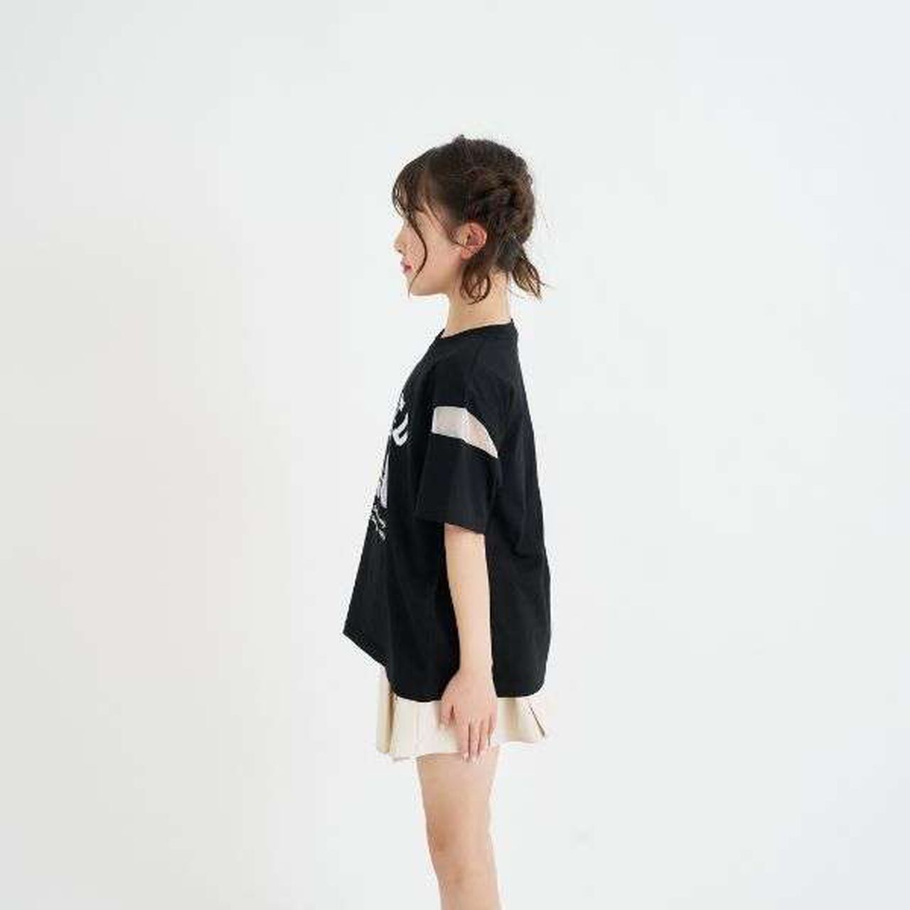 Tulle Sleeve Color Block Numbered Short Sleeve T-Shirt,Emerald green, large image number 22