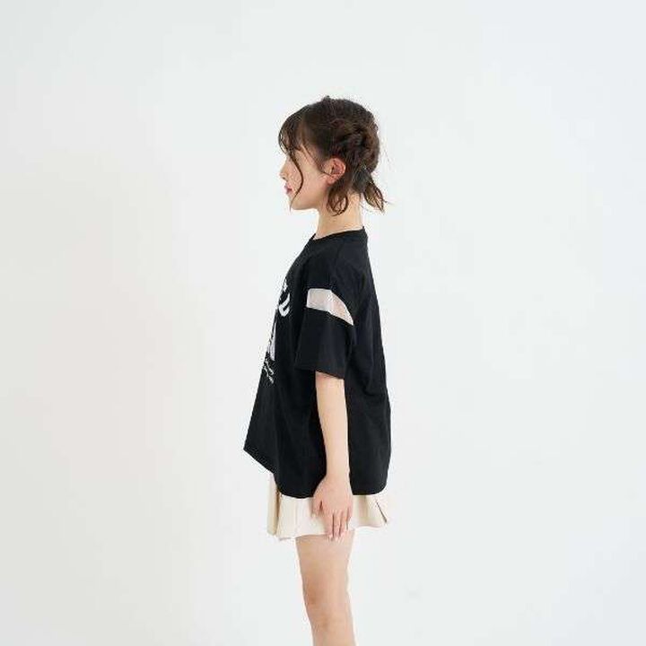 Tulle Sleeve Color Block Numbered Short Sleeve T-Shirt,Emerald green, medium image number 22