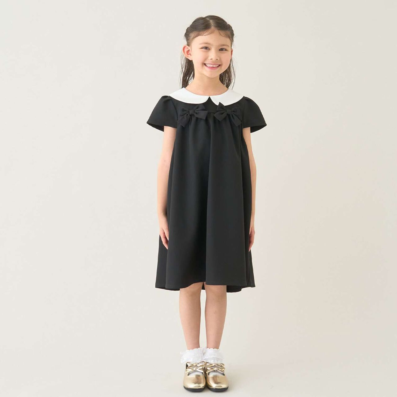 [Occasion] [School-Ready] Round Collar One-Piece Dress,Black, large image number 0
