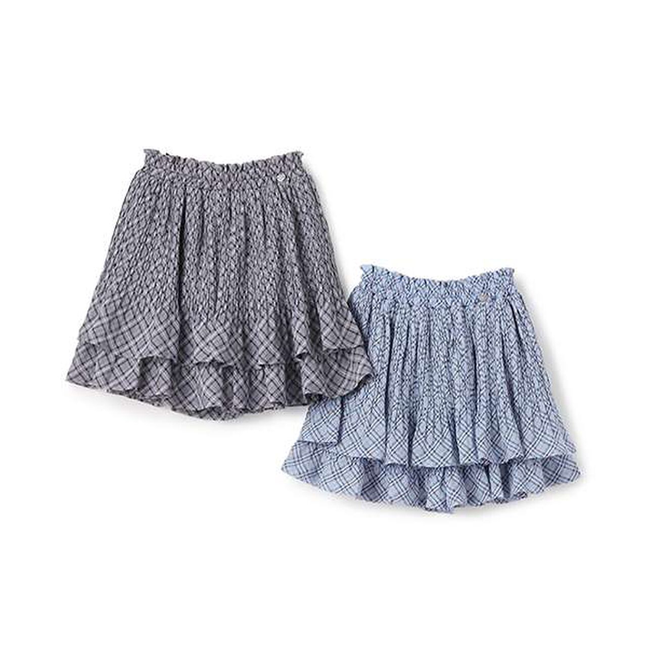 Sheer Check Random Pleated Skirt-Pants,Light gray, large image number 7