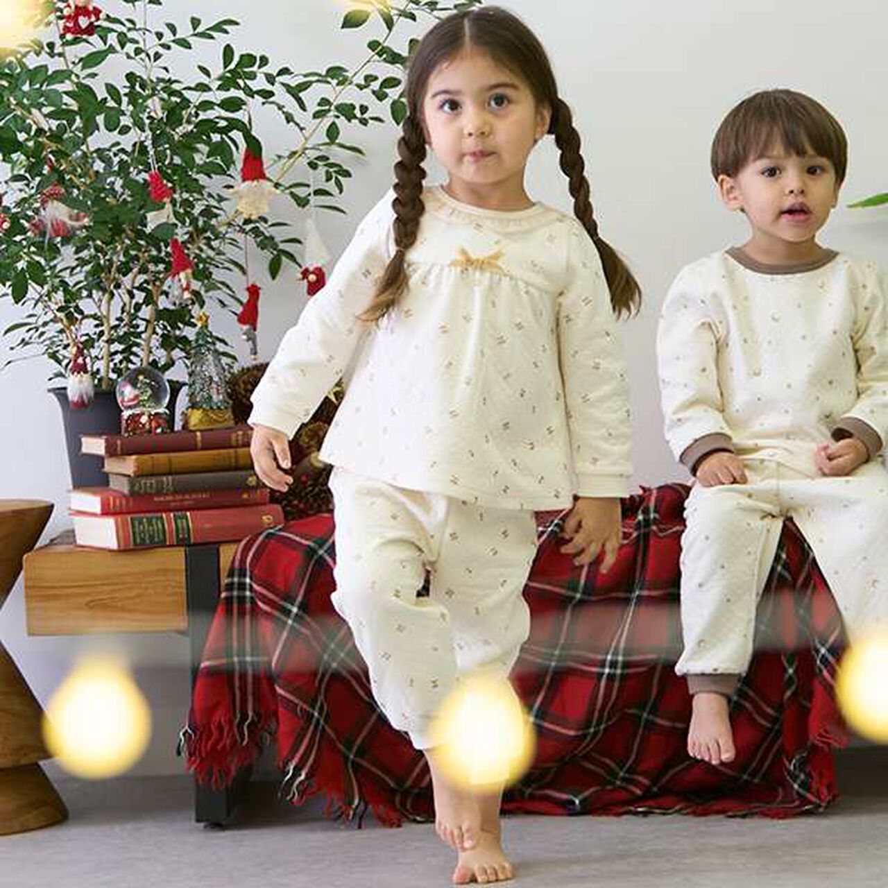 Sparkling Cherry Quilt Pajamas,Ivory, large image number 0