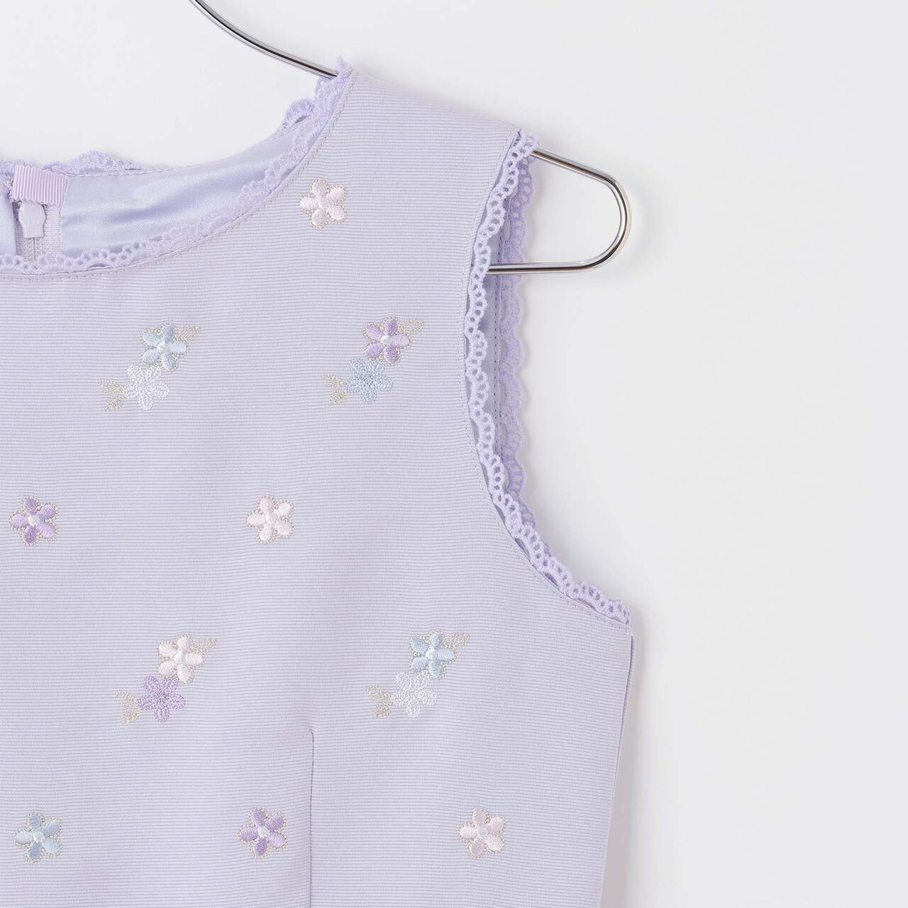 Flower Embroidery Tulle One-Piece Dress,Lavender, large image number 3