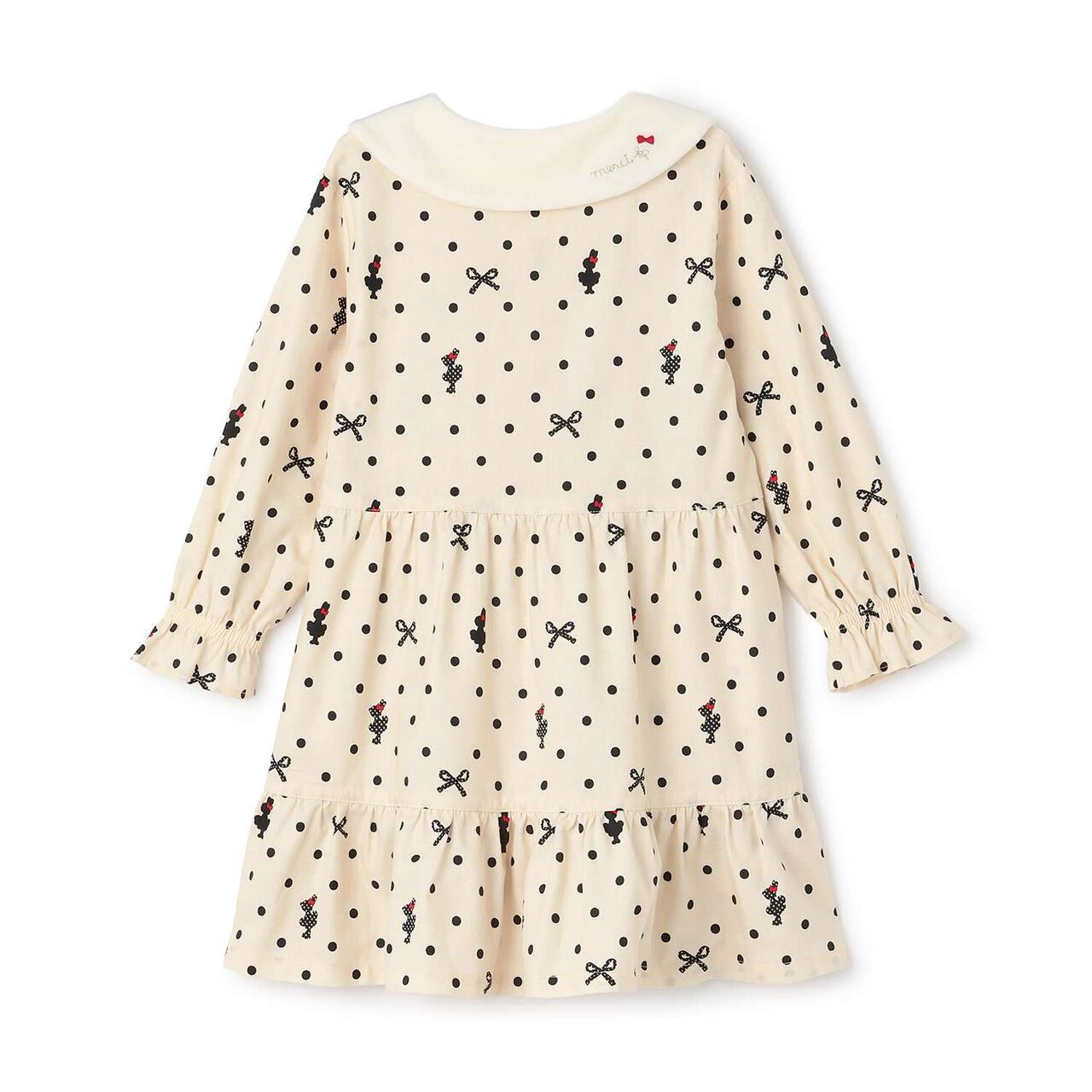 Dot Ribbon Pattern Viera One-Piece Dress [with Tippet],Ivory, large image number 1