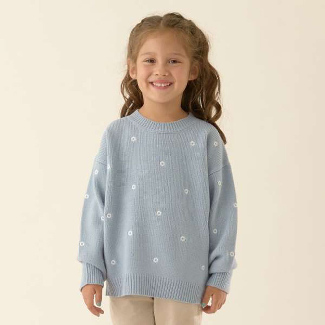 Heart & Flower Embroidered Sweater Set,Cream, large image number 23