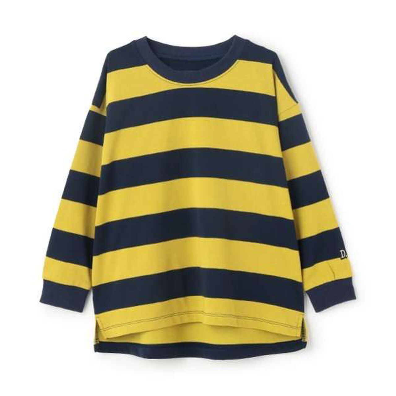 [365D.] Wide Stripe Pattern Long Sleeve T-Shirt with Ribbed Sleeves,Blue, large image number 12