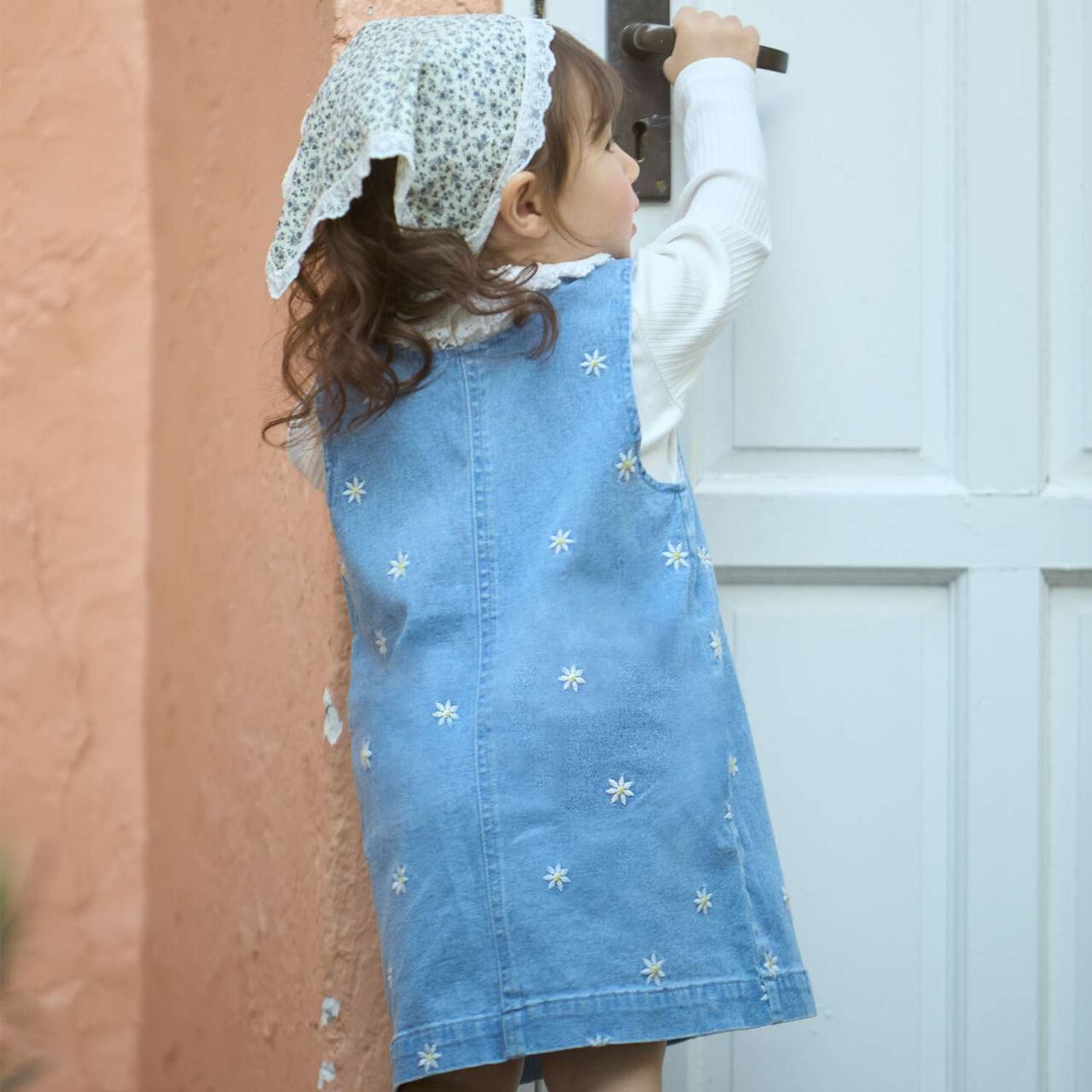 Flower Embroidery Jumper Skirt,Pearl white, large image number 2