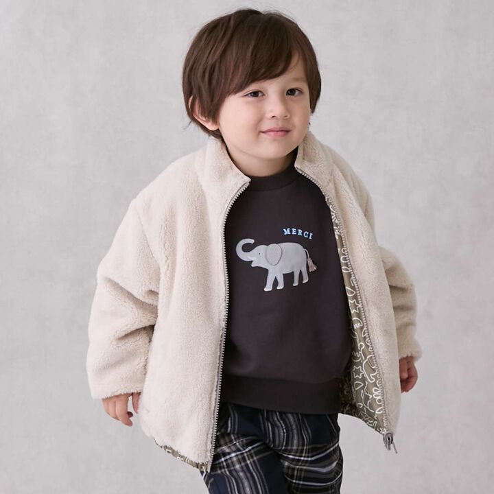 Water-Repellent Patterned Boa Bomber Jacket,, medium