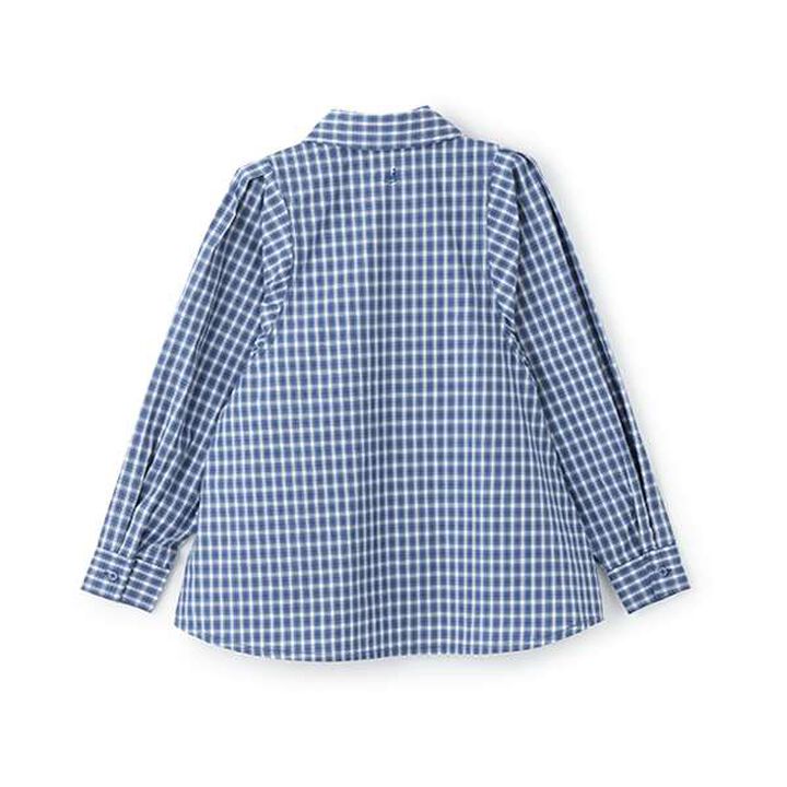 [AMI] Volume Sleeve Check Blouse,Deep blue, medium image number 7