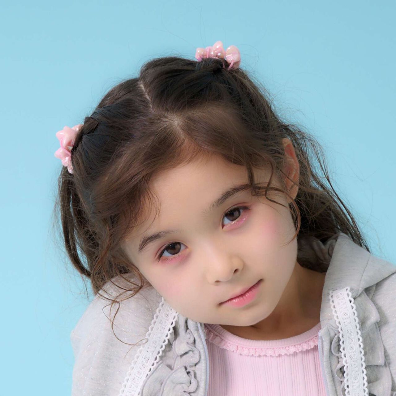 Ribbon & Star Hair Ponytail Holder Set of 2,Light pink, large image number 0