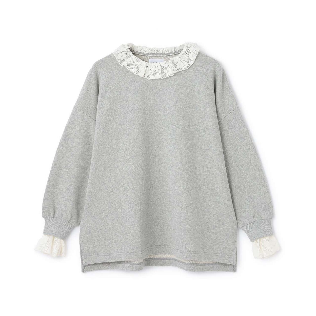 [Link] Lace Sweatshirt,Top gray, large image number 0