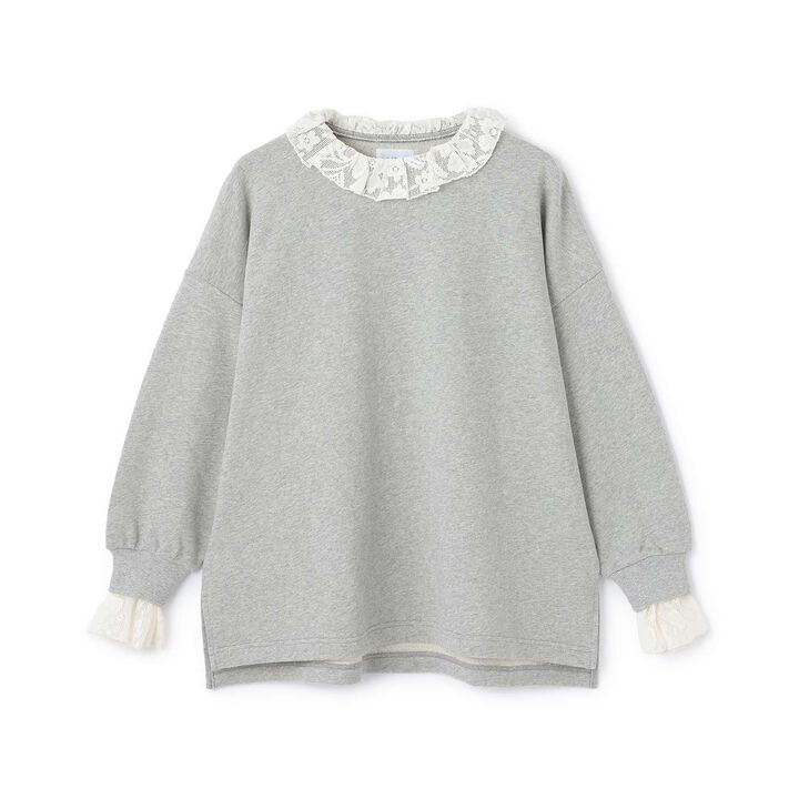 [Link] Lace Sweatshirt,Top gray, medium image number 0