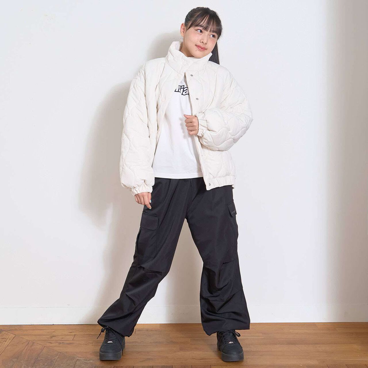 Big Puff Quilted Bomber Jacket,Ivory, large image number 10