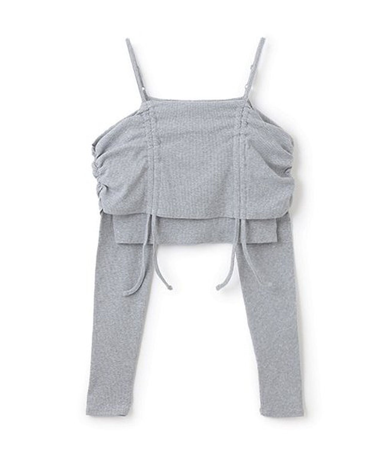 Off-Shoulder Shirred Top,Gray, large image number 0