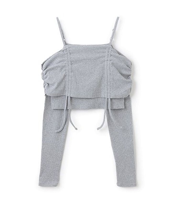 Off-Shoulder Shirred Top,Gray, medium image number 0