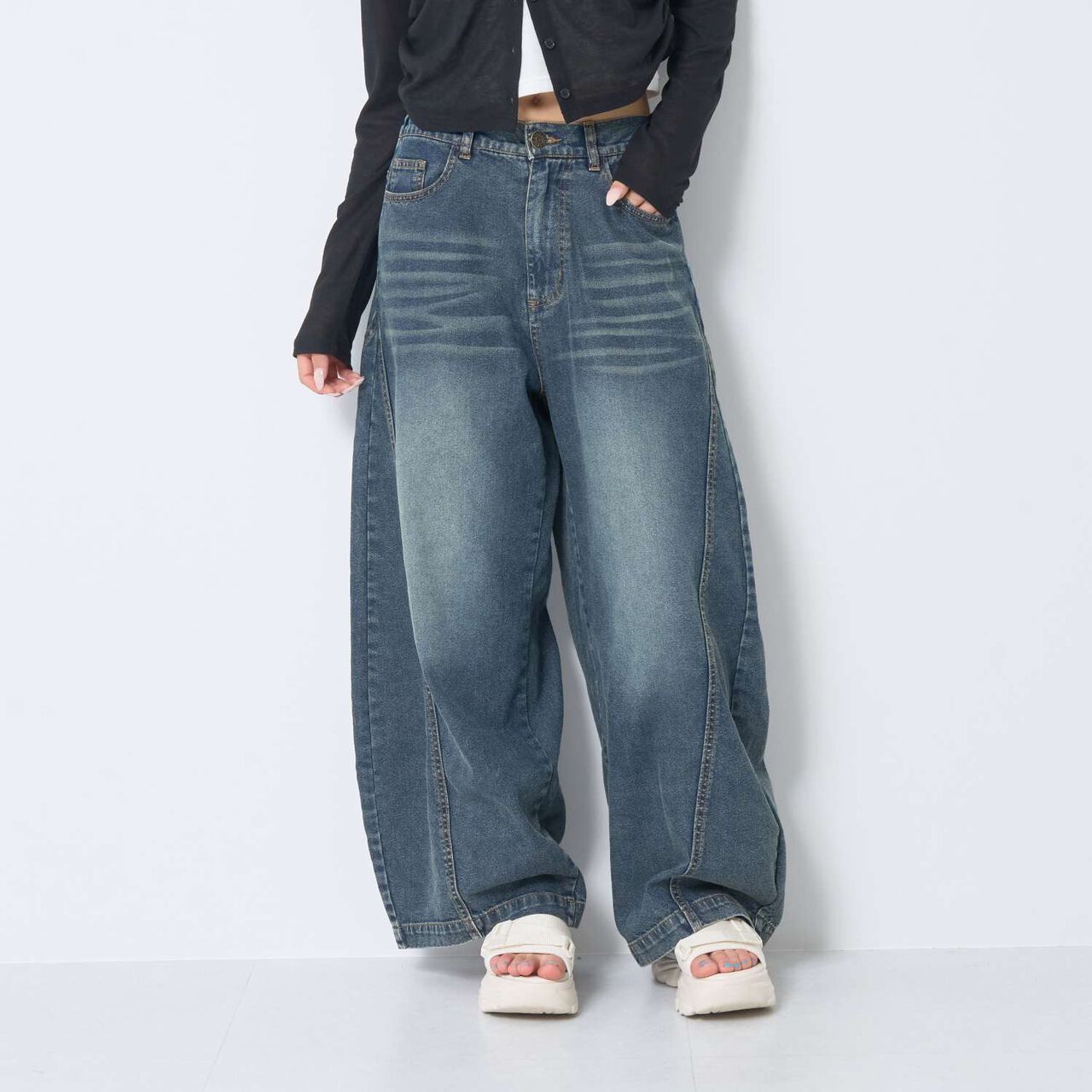 [LTXC / Cool Touch] Balloon Denim Pants,Gray, large image number 4
