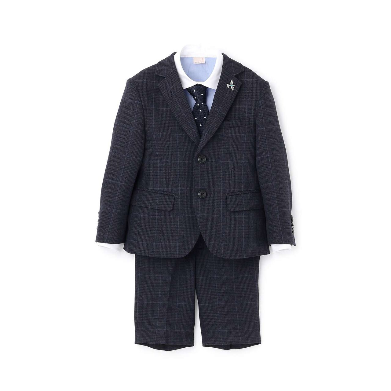 [Formal] Checkered Jacket & Half Pants Set,Light khaki, large image number 8