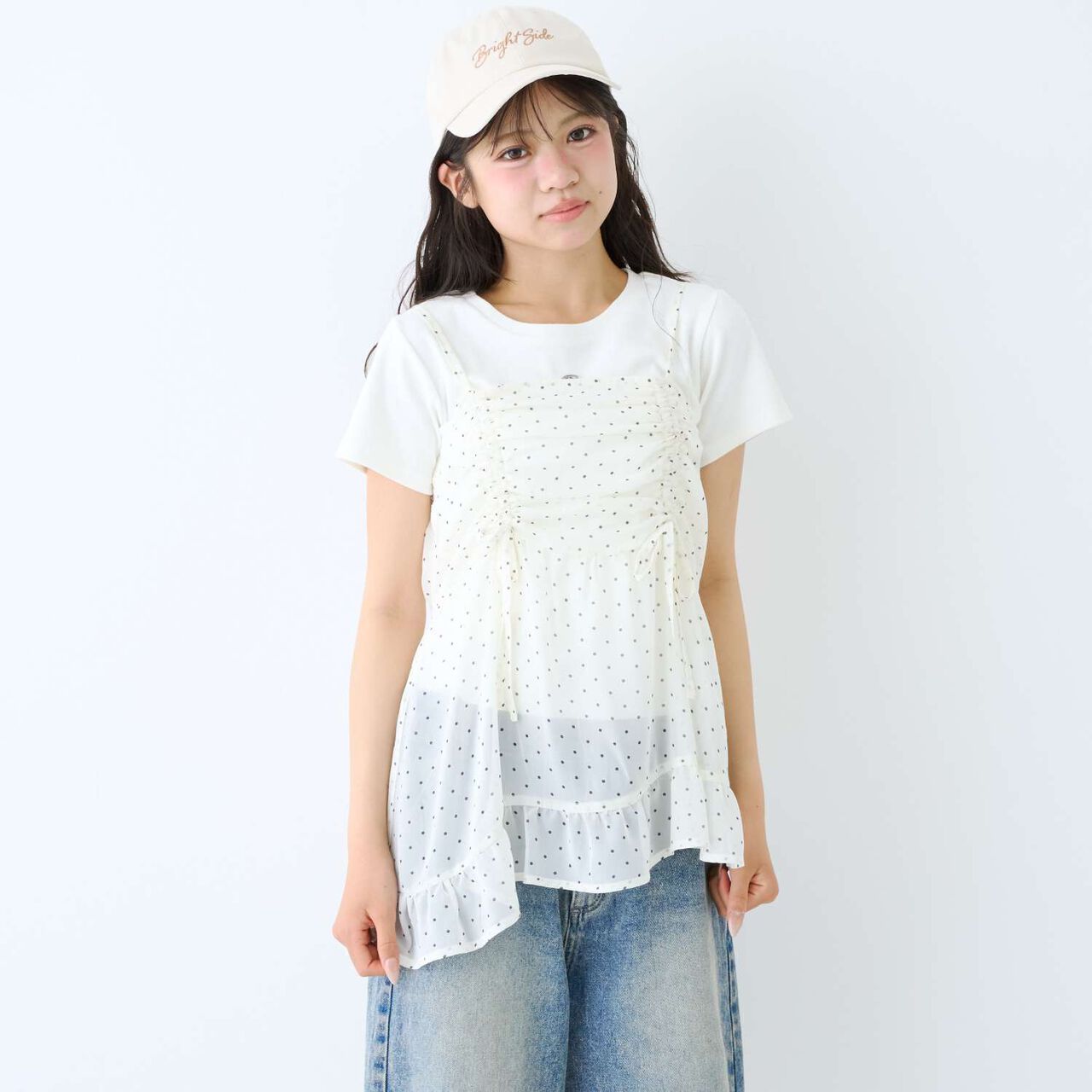 [LTXC/Antibacterial Deodorizing] Inner Lined Irregular Hem Camisole Tunic,Polka dots, large image number 4