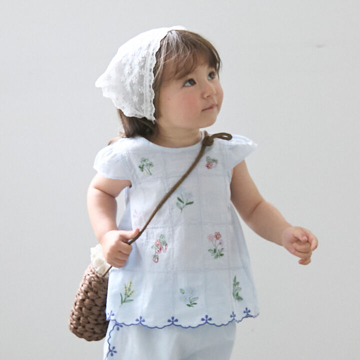[Link] Indian Cotton Embroidery Outfit Set,Pearl white, medium image number 3