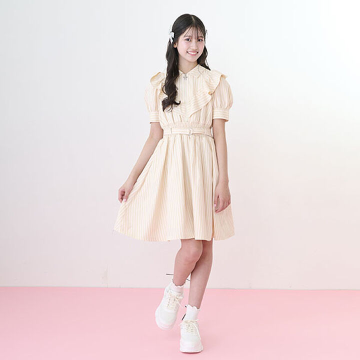 Half-Zip Frill One-Piece Dress,Sax blue, medium image number 18