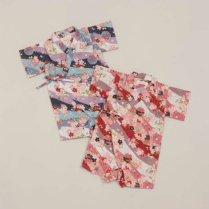 Jinbei All-in-One (Cherry Blossom Snow Pattern) [Made in Japan],Red, medium image number 8