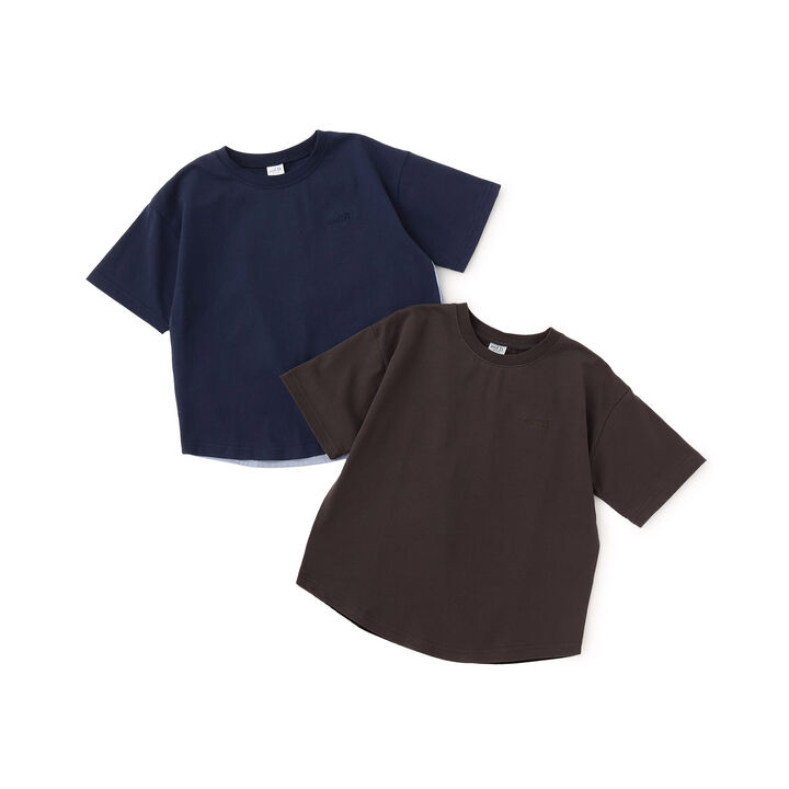 Wide Silhouette Short Sleeve T-Shirt with Contrasting Back Panel,Charcoal gray, medium image number 14