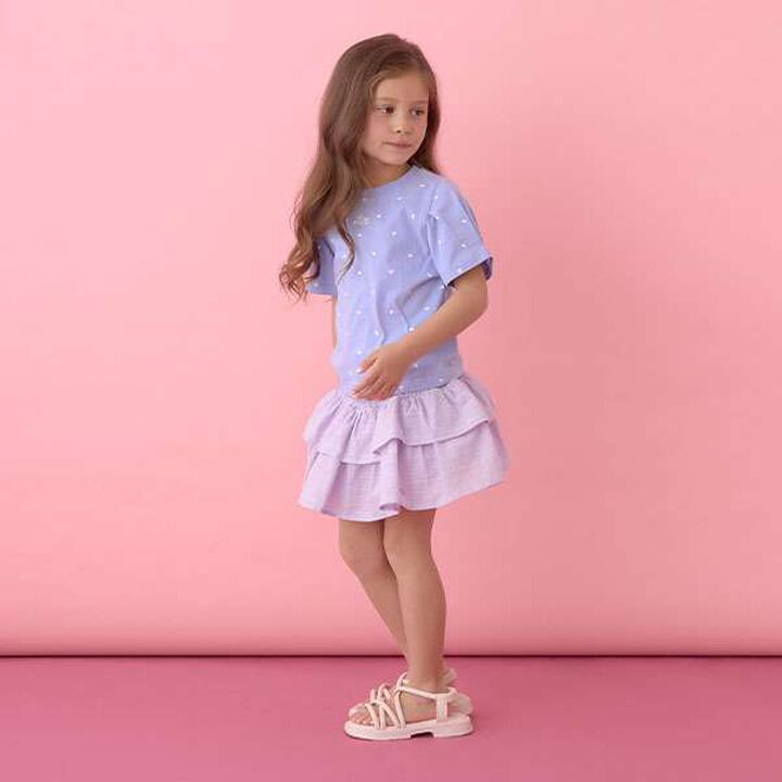 [Soft Cotton] Assorted All-Over Pattern T-Shirt with Tuck Sleeves,Moderate blue, medium image number 16