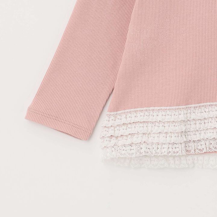 Organic Lace Frill Long-Sleeve T-Shirt,Navy, medium image number 8