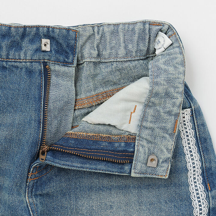 Side Lace Distressed Shorts,Blue, medium image number 3