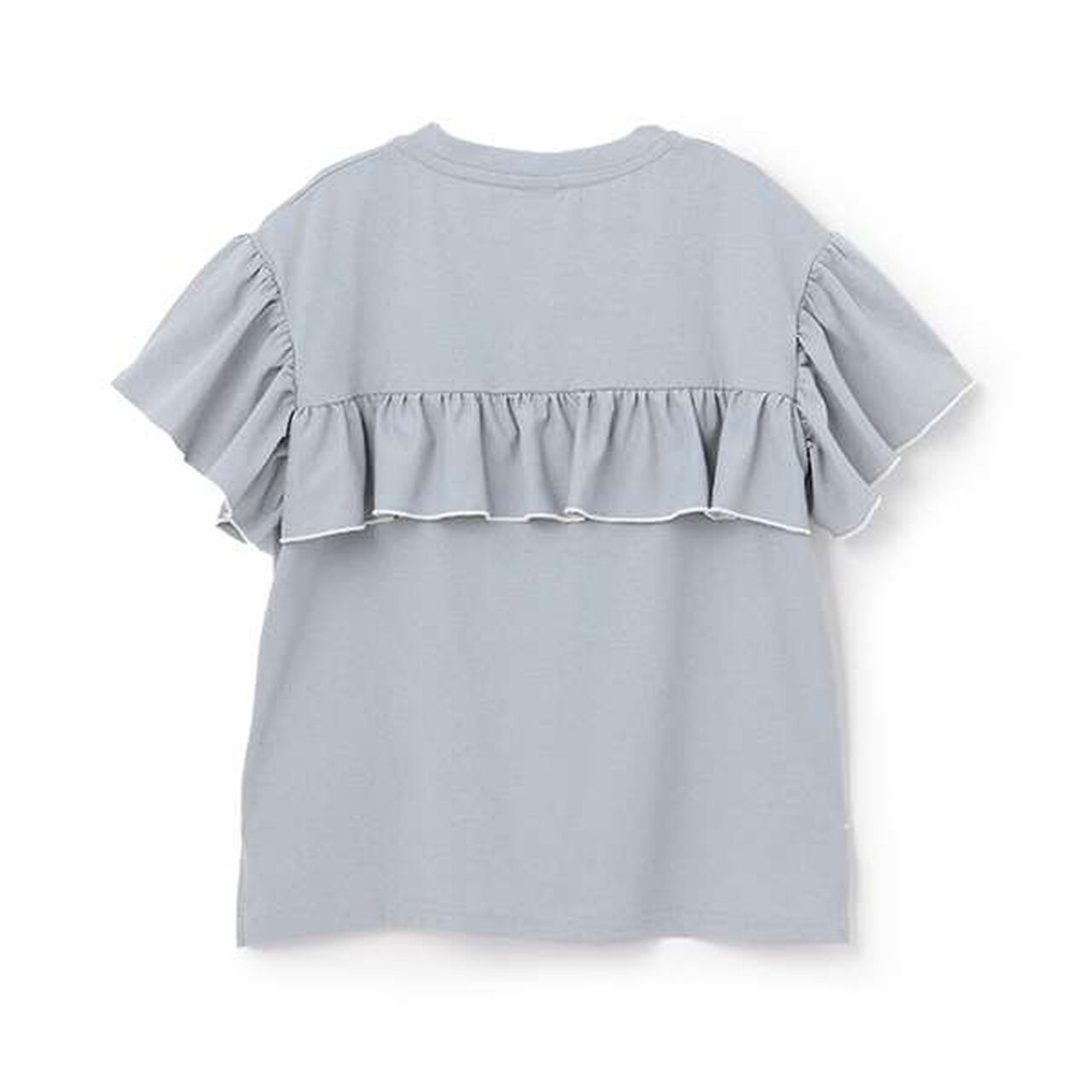 [Amphibious] Short-Sleeve Frill Pullover,Charcoal gray, large image number 8