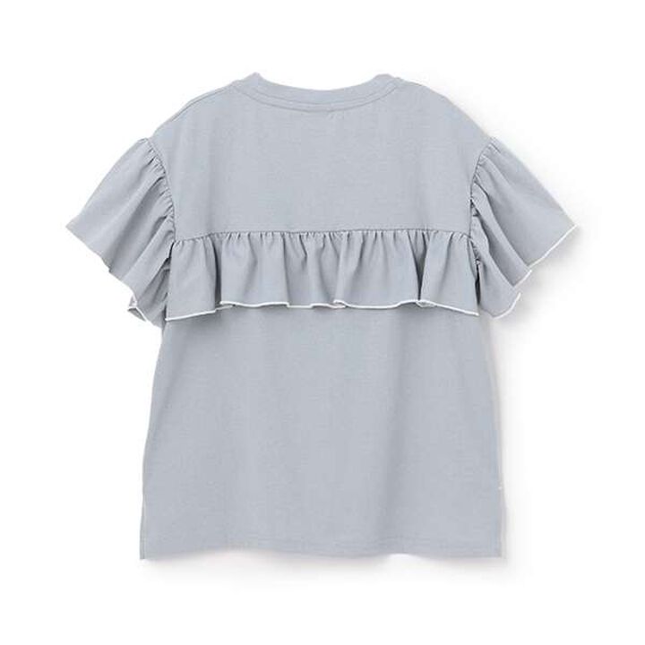 [Amphibious] Short-Sleeve Frill Pullover,Charcoal gray, medium image number 8