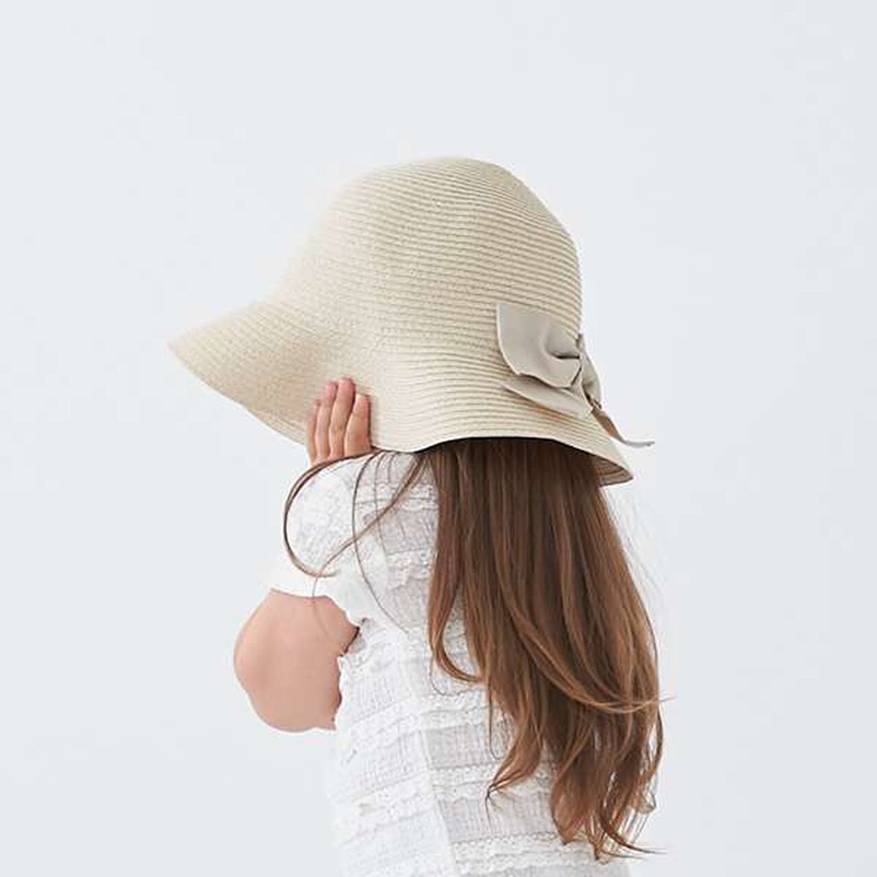 Foldable Ribbon Hat,Ivory, large image number 1