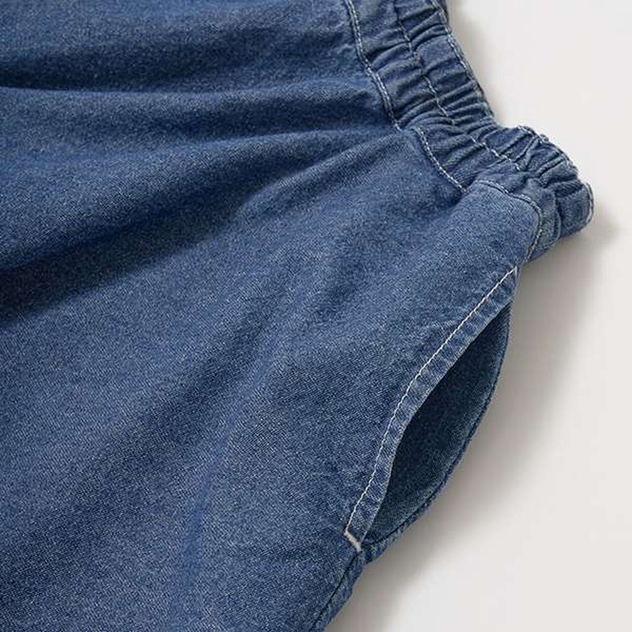 Soft Denim Heart Embroidery Flare Skirt,Blue, large image number 13