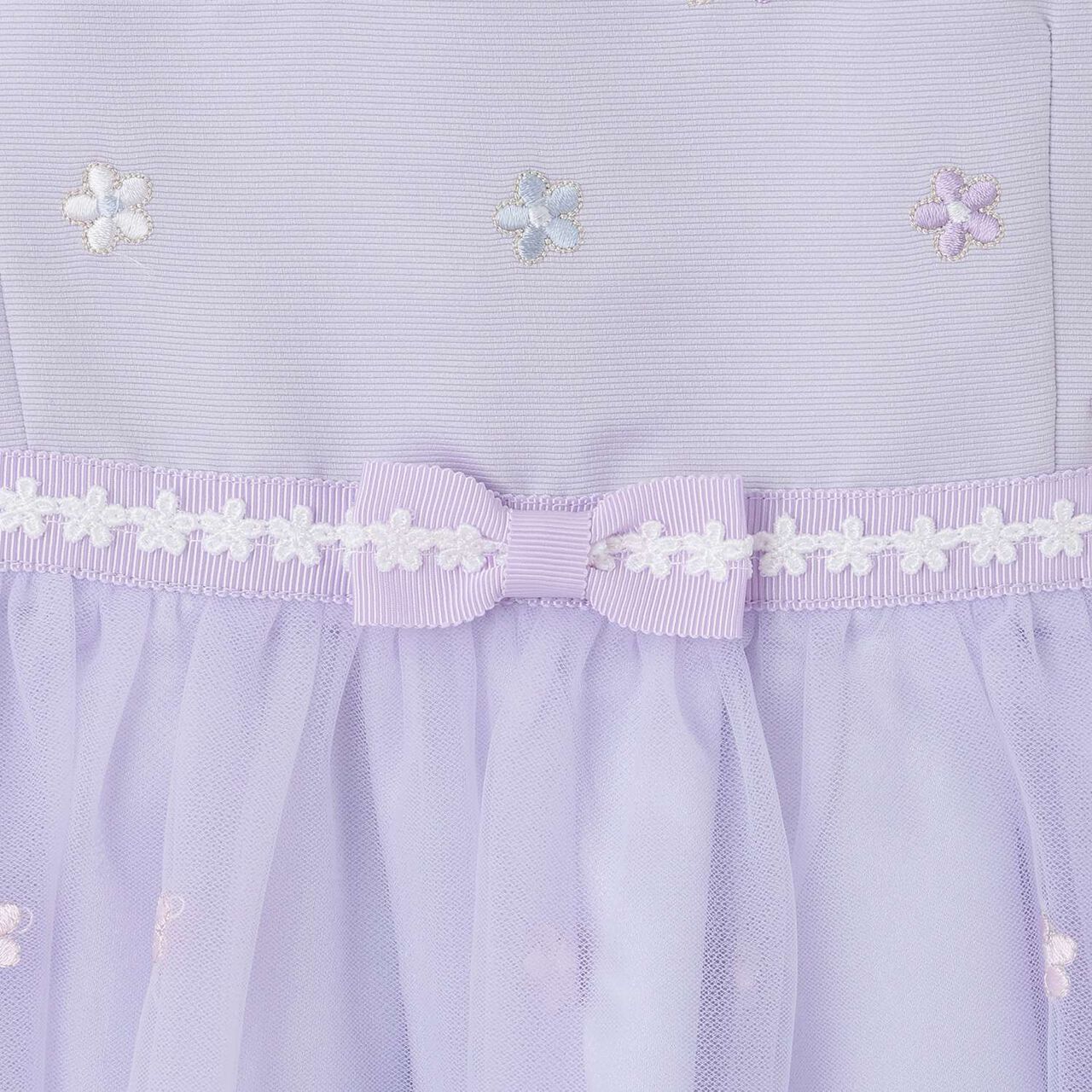 Flower Embroidery Tulle One-Piece Dress,Lavender, large image number 5