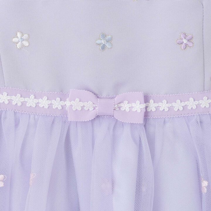 Flower Embroidery Tulle One-Piece Dress,Lavender, medium image number 5